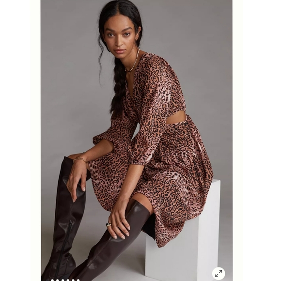 Anthropologie Floral Cut-Out Midi Dress. - Picture 1 of 10